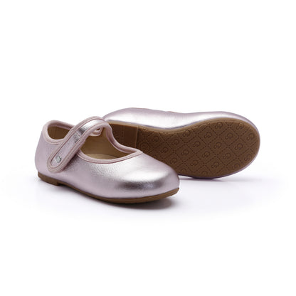 Old Soles 803 Lady Jane kids leather flat in Millet Pink with classic detail