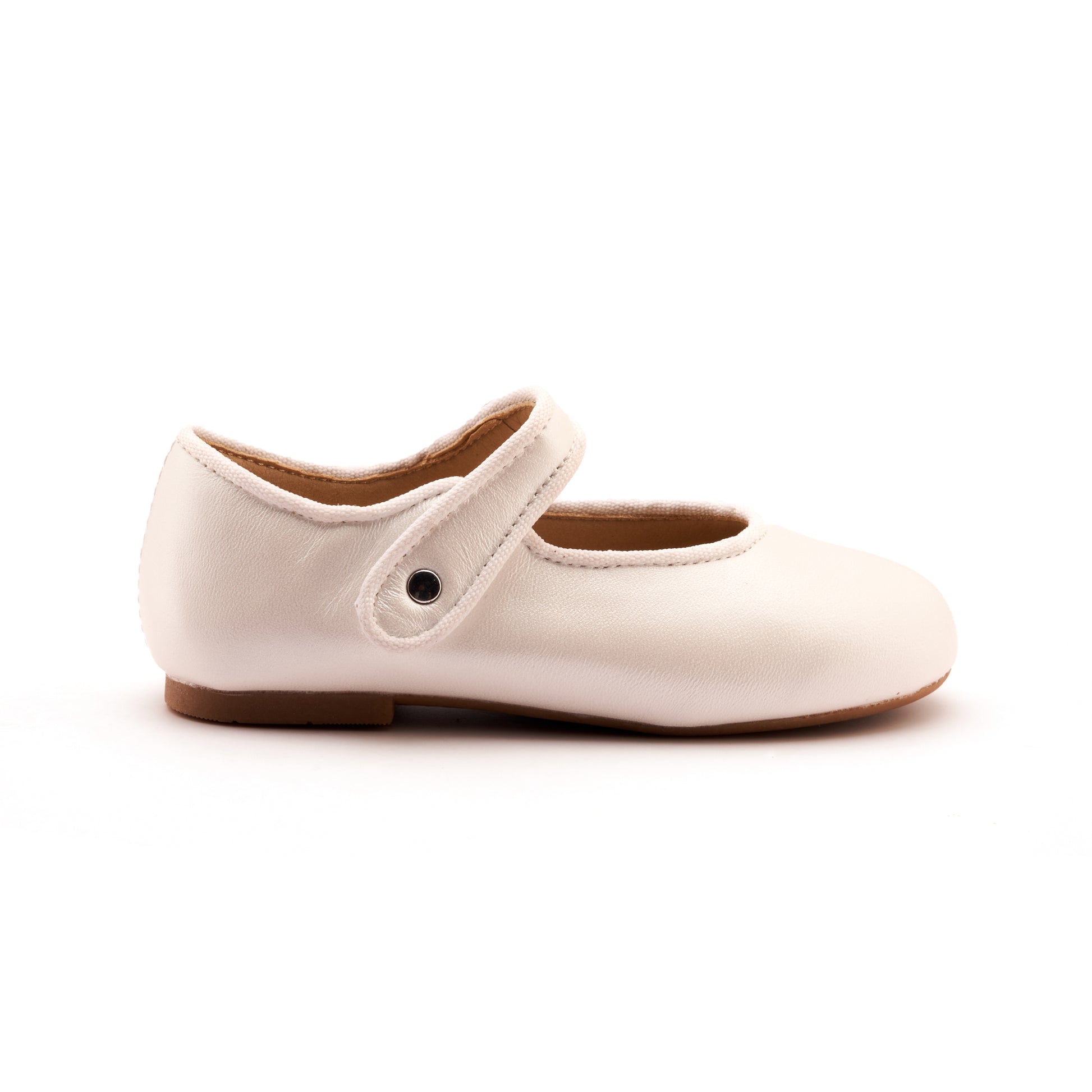 Old Soles 803 Lady Jane kids leather flat in Nacardo Blanco with classic detail