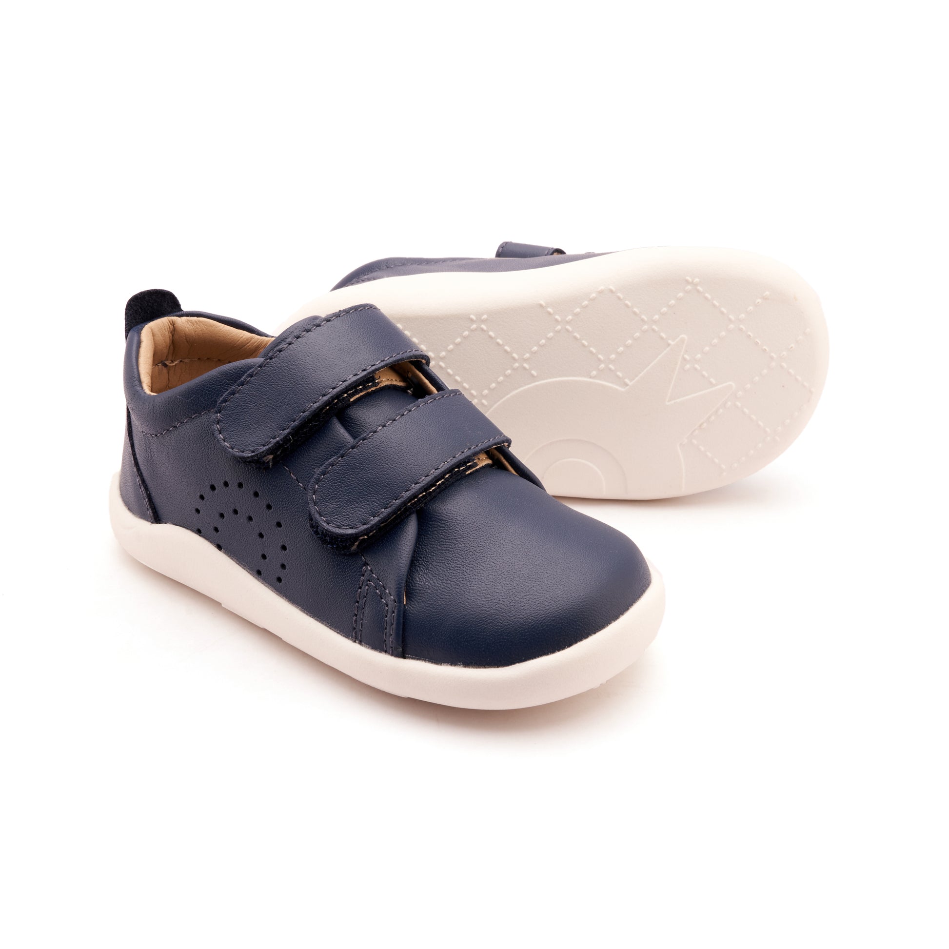 Old Soles 8056 Little Tot kids leather shoe in Denim with velcro strap detail