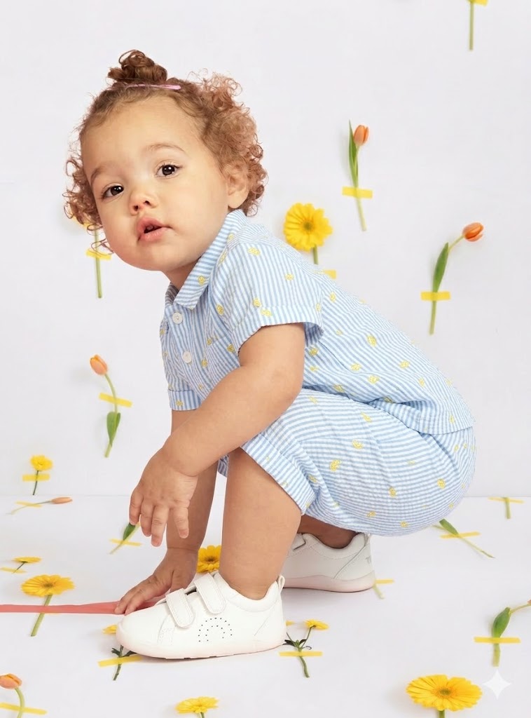 Old Soles 8056 Little Tot kids leather shoe in Gold and Snow with velcro strap detail