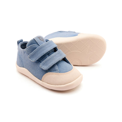 Old Soles 8058 Salty Ground kids leather shoe in Light Denim Canvas with rubber sole detail