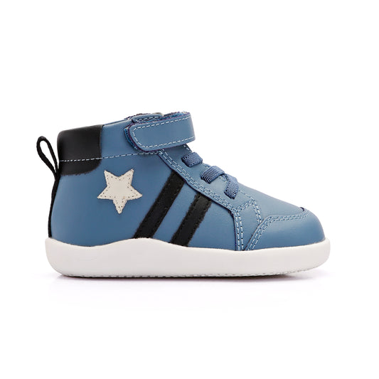 Old Soles 8068 Boss Ground kids leather shoe in Indigo, Sporco, and Black with rubber sole detail