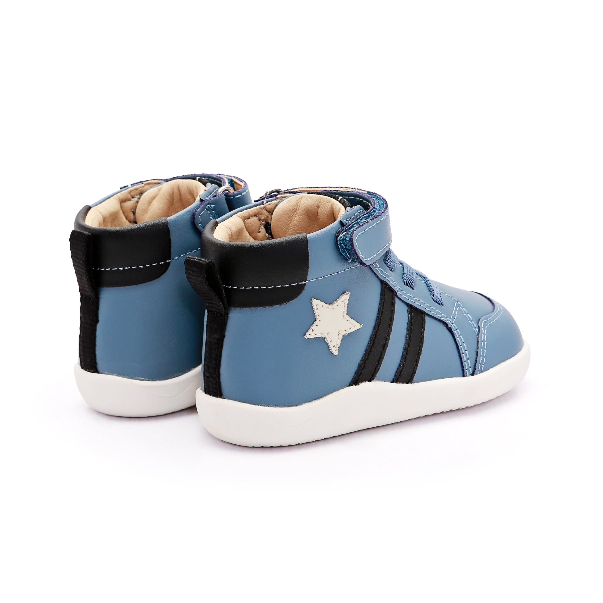 Old Soles 8068 Boss Ground kids leather shoe in Indigo, Sporco, and Black with rubber sole detail