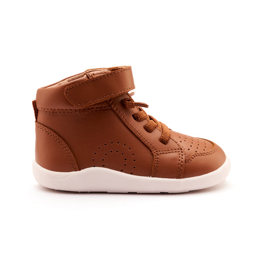 Old Soles 8069 High Little Tot kids leather shoe in Tan with velcro strap detail