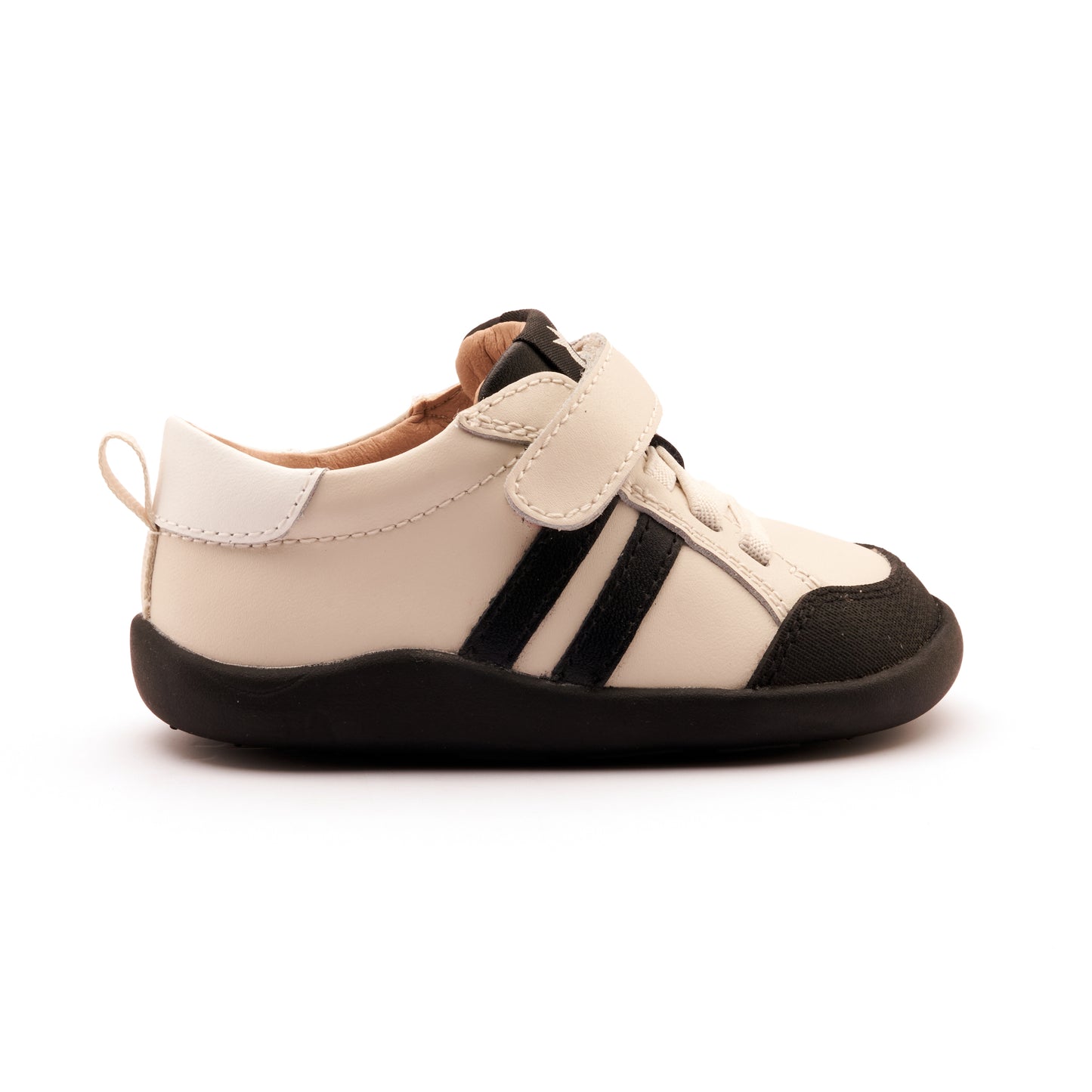 Old Soles 8070 Bowler Ground kids leather shoe in Sporco, Black, and Snow with bow detail