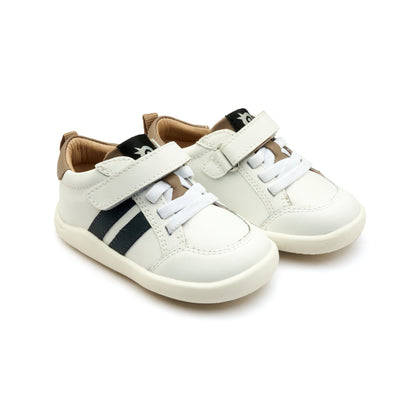 Old Soles 8070 Bowler Ground kids leather shoe in Snow Navy and Taupe