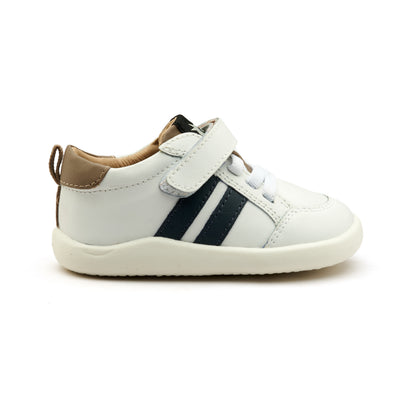 Old Soles 8070 Bowler Ground kids leather shoe in Snow Navy and Taupe