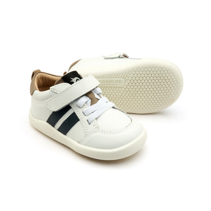 Old Soles 8070 Bowler Ground kids leather shoe in Snow Navy and Taupe