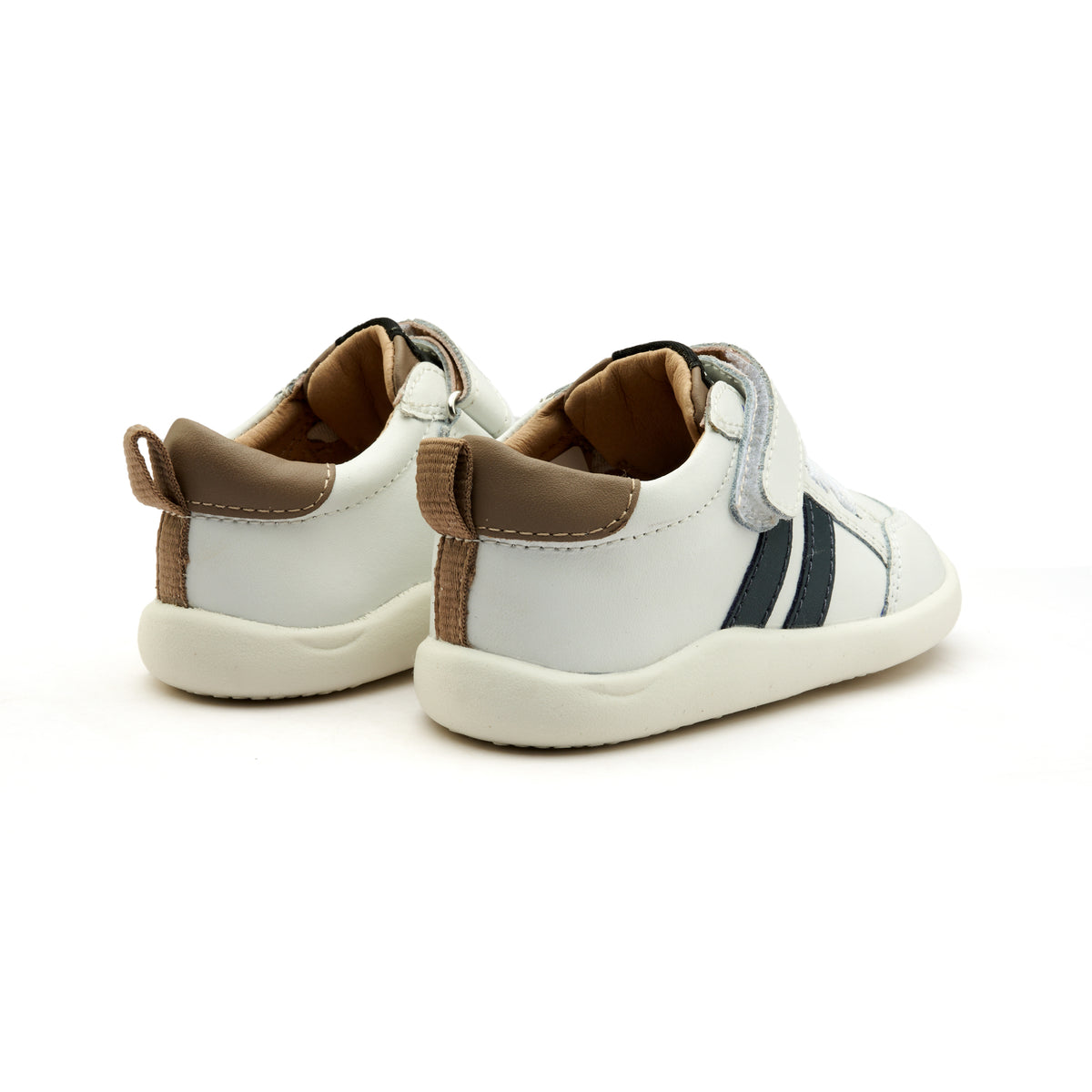 Old Soles 8070 Bowler Ground kids leather shoe in Snow Navy and Taupe