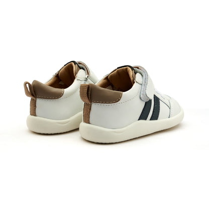 Old Soles 8070 Bowler Ground kids leather shoe in Snow Navy and Taupe