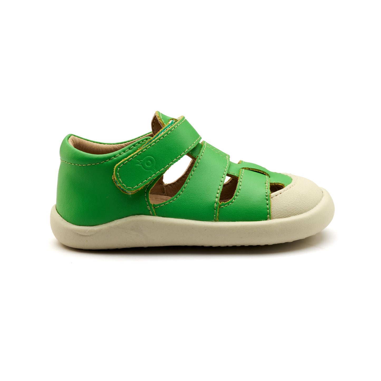 Old Soles 8075 Fresco Ground kids leather shoe in Apple Green and Sporco with rubber sole detail