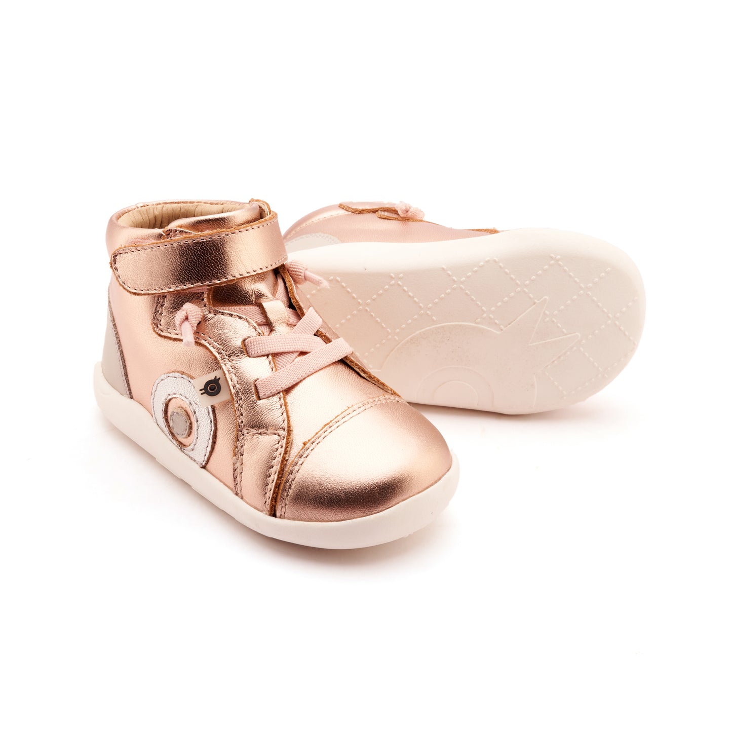 Old Soles 8080 Pushka kids leather shoe in Copper, Silver, and Gris with classic detail