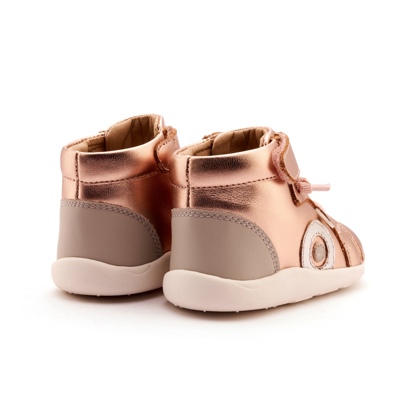 Old Soles 8080 Pushka kids leather shoe in Copper, Silver, and Gris with classic detail