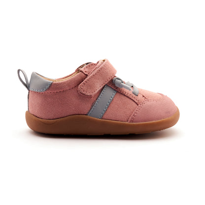 Old Soles 8083 Retro Ground kids leather shoe in Kiss Suede and Dusty Blue with rubber sole detail