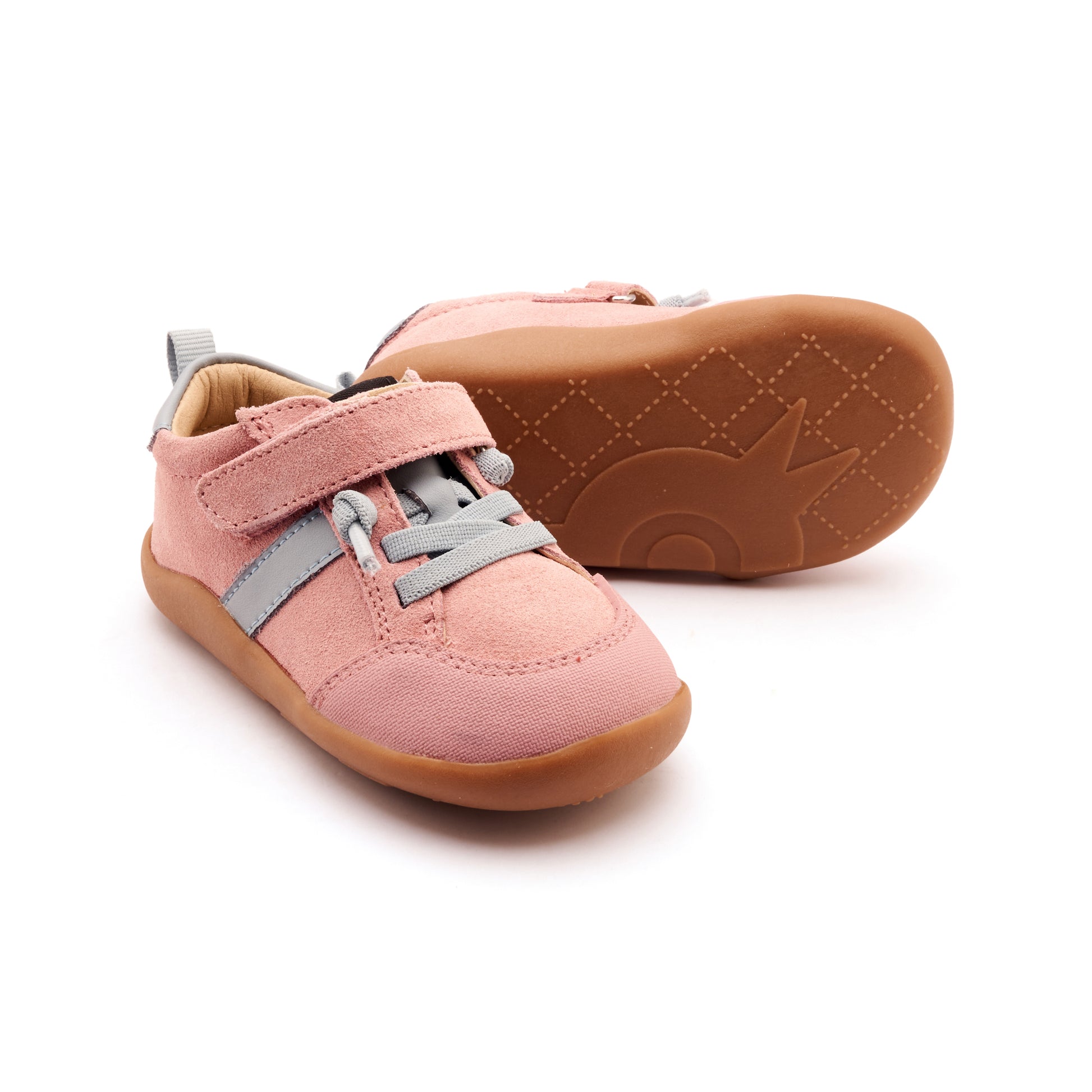 Old Soles 8083 Retro Ground kids leather shoe in Kiss Suede and Dusty Blue with rubber sole detail