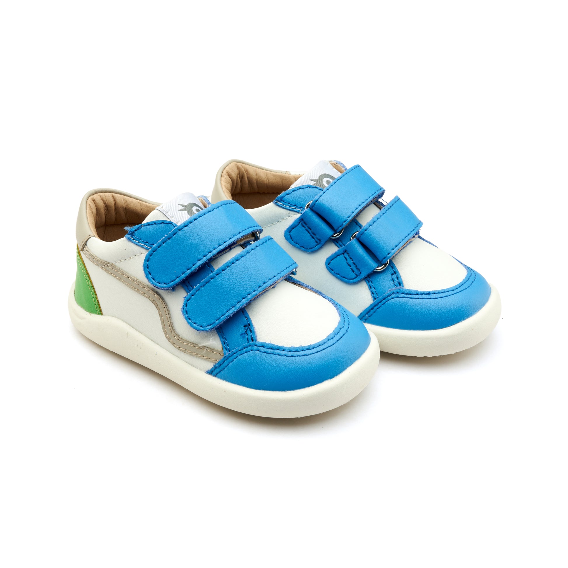 Old Soles 8086 Field Ground kids leather sneaker in Malibu and Snow with rubber sole detail