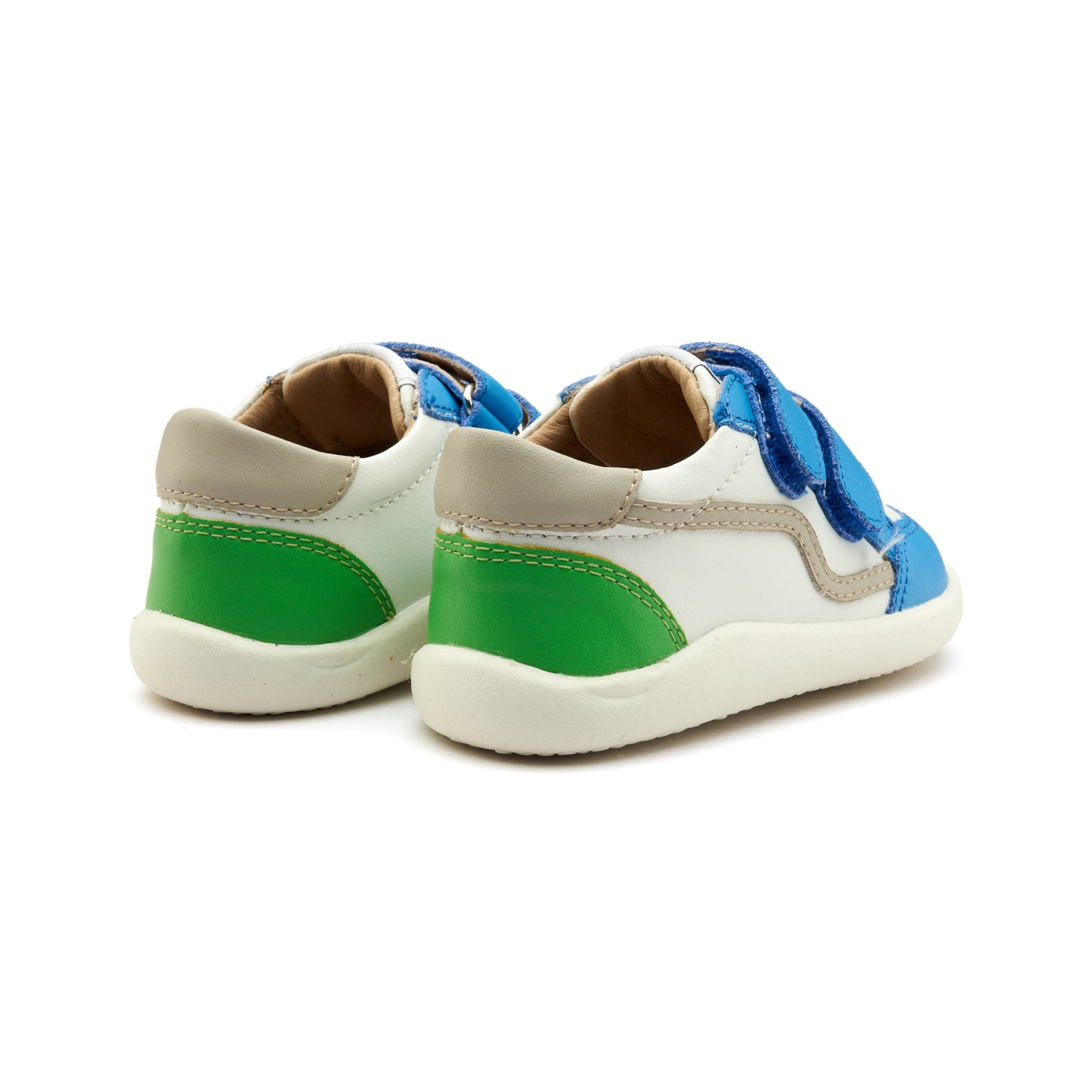 Old Soles 8086 Field Ground kids leather sneaker in Malibu and Snow with rubber sole detail