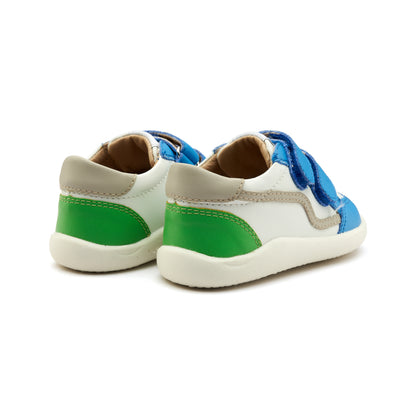 Old Soles 8086 Field Ground kids leather sneaker in Malibu and Snow with rubber sole detail