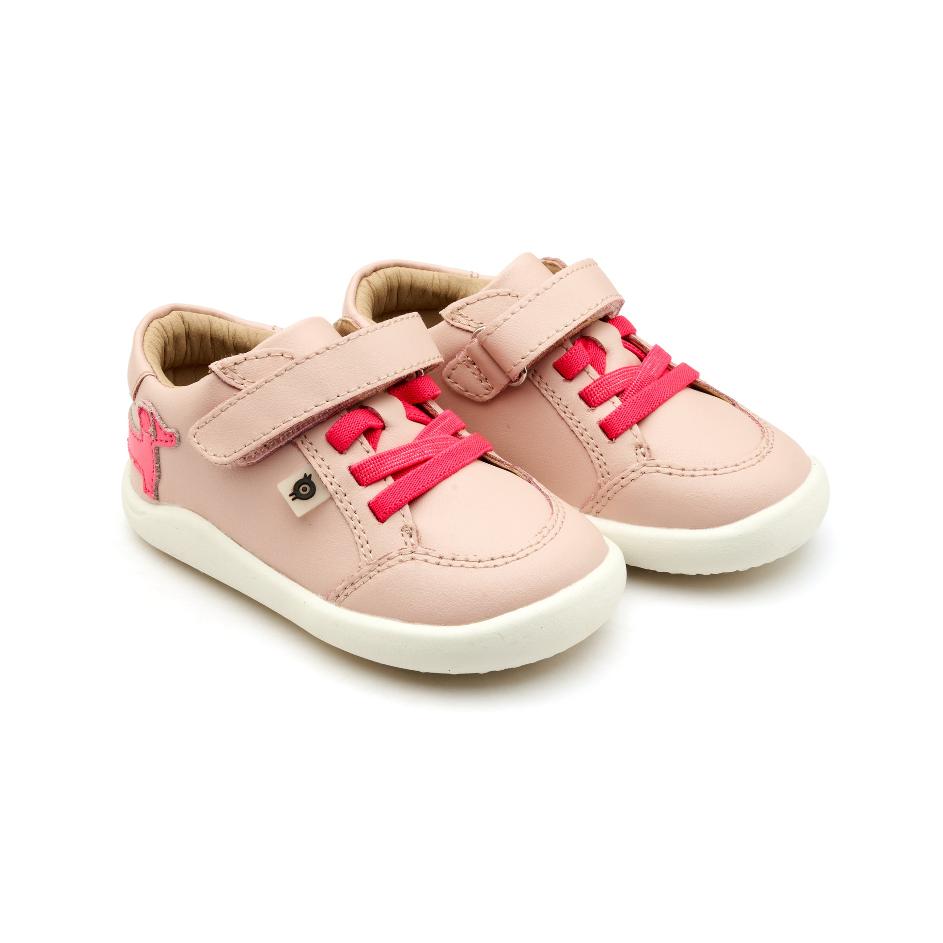 Old Soles 8089 Dash Ground kids leather shoe in Nacardo Dalia and Fluro Pink with rubber sole detail