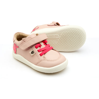 Old Soles 8089 Dash Ground kids leather shoe in Nacardo Dalia and Fluro Pink with rubber sole detail