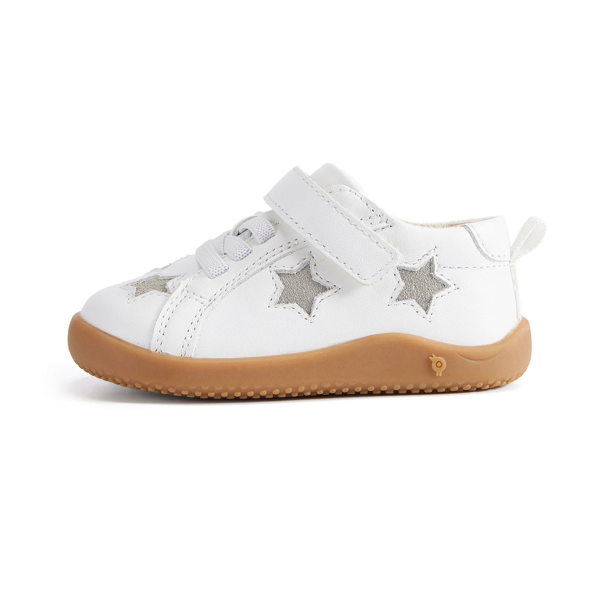 Old Soles 8091 Gazer Ground kids leather shoe in Snow and Light Grey Suede with rubber sole detail