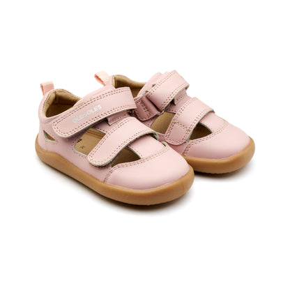 Old Soles 8100 Ground Groove kids leather shoe in Chalk Pink with rubber sole detail