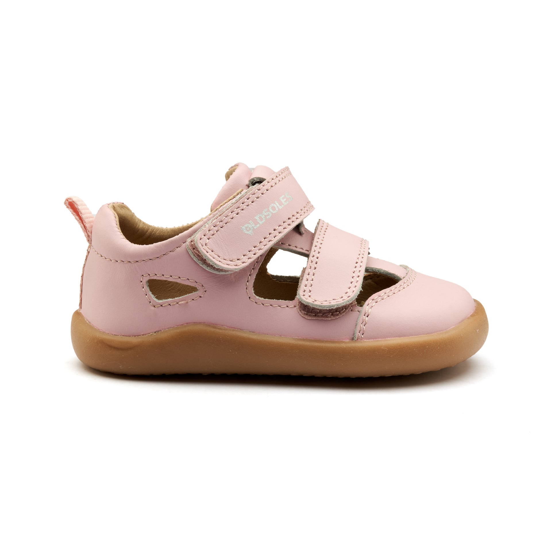 Old Soles 8100 Ground Groove kids leather shoe in Chalk Pink with rubber sole detail