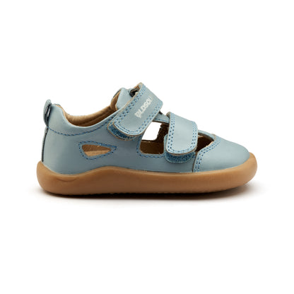 Old Soles 8100 Ground Groove kids leather shoe in Dusty Blue with rubber sole detail