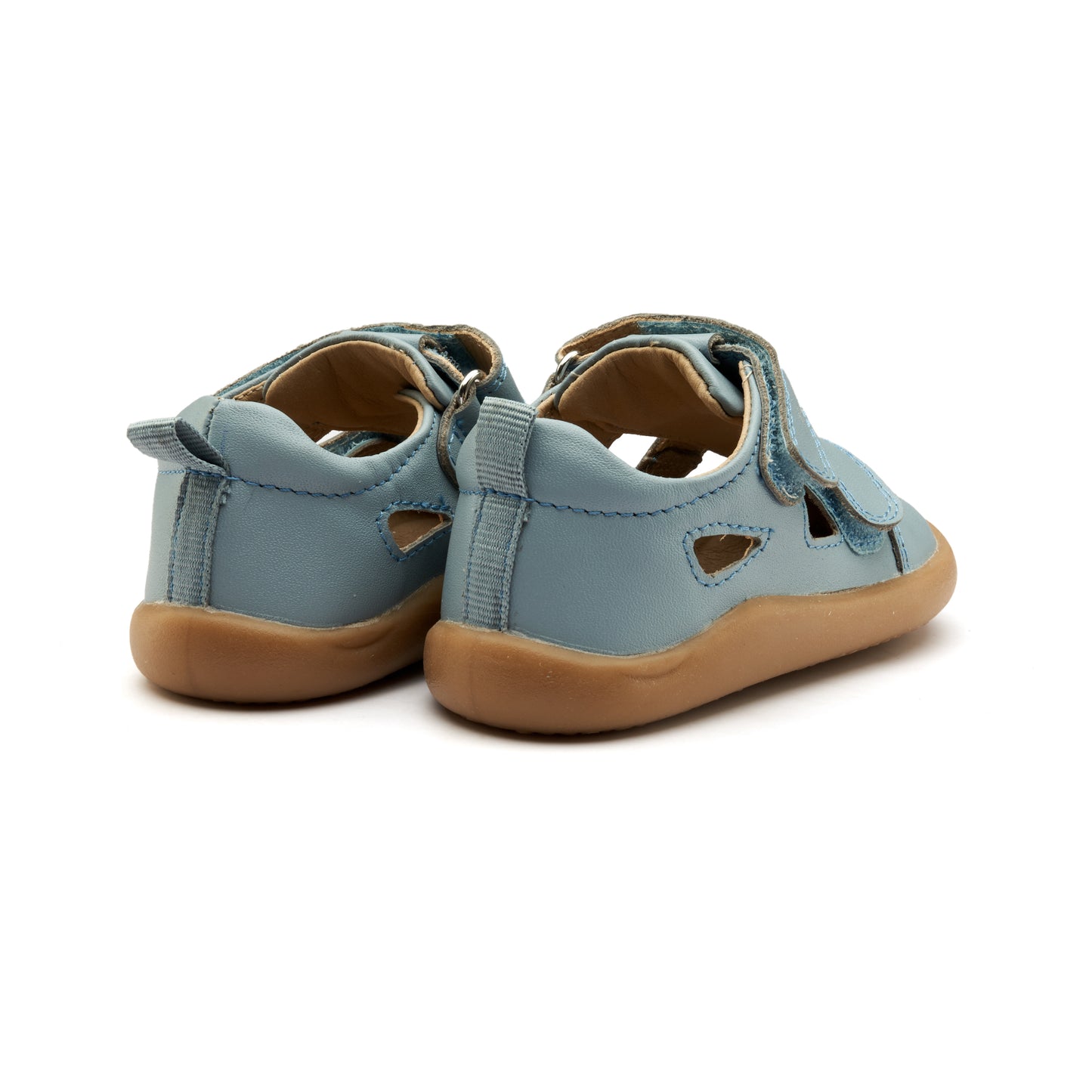 Old Soles 8100 Ground Groove kids leather shoe in Dusty Blue with rubber sole detail