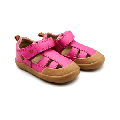 Old Soles 8101 Vacay Ground kids leather shoe in Candy with rubber sole detail