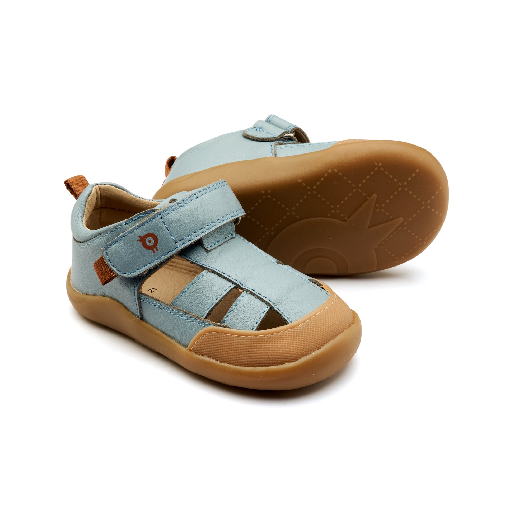 Old Soles 8101 Vacay Ground kids leather shoe in Dusty Blue with rubber sole detail