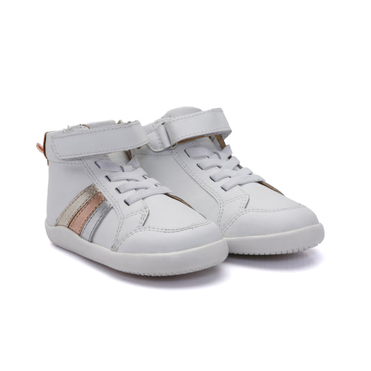 Old Soles 8109 Sunray kids leather shoe in Snow and Silver and Copper and Gold with sunray detail