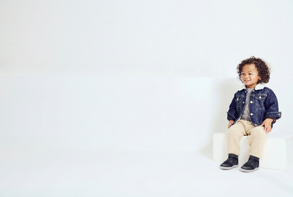 Old Soles 8113 High Jump Ground kids leather shoe in Navy and Indigo with rubber sole detail