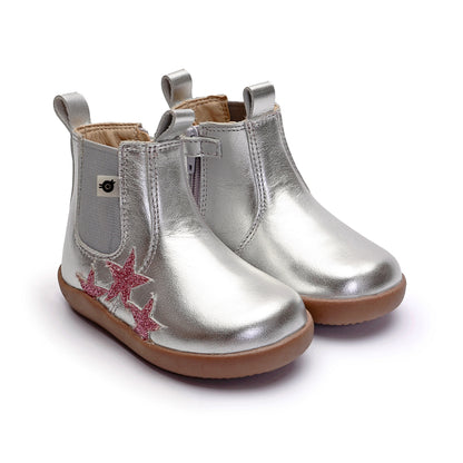 Old Soles 8125 Podium Boot kids leather boot in Silver and Glam Pink