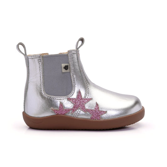 Old Soles 8125 Podium Boot kids leather boot in Silver and Glam Pink