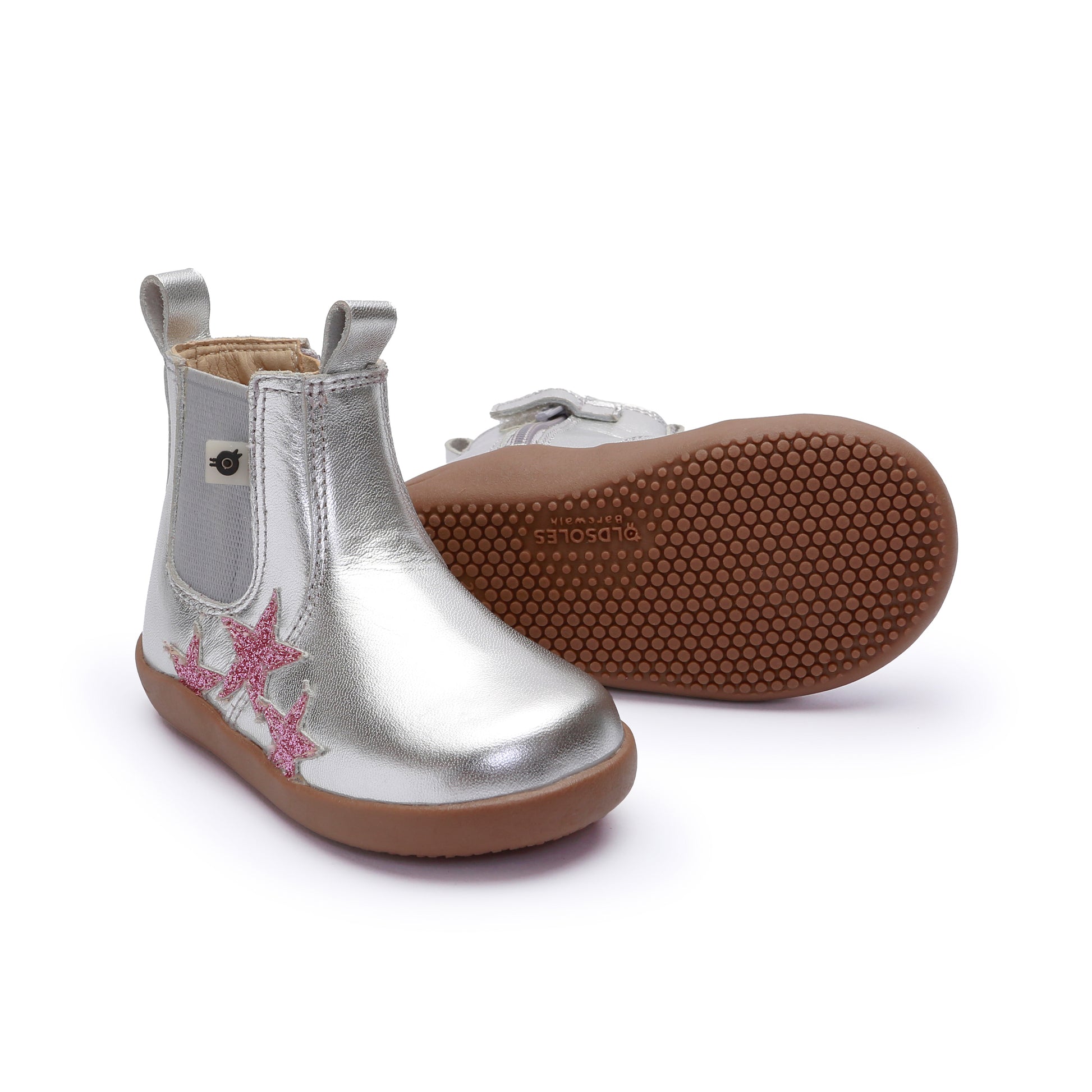 Old Soles 8125 Podium Boot kids leather boot in Silver and Glam Pink