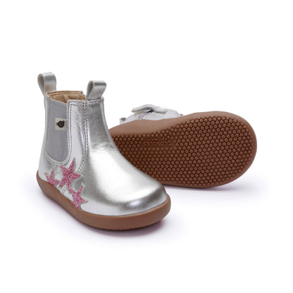 Old Soles 8125 Podium Boot kids leather boot in Silver and Glam Pink