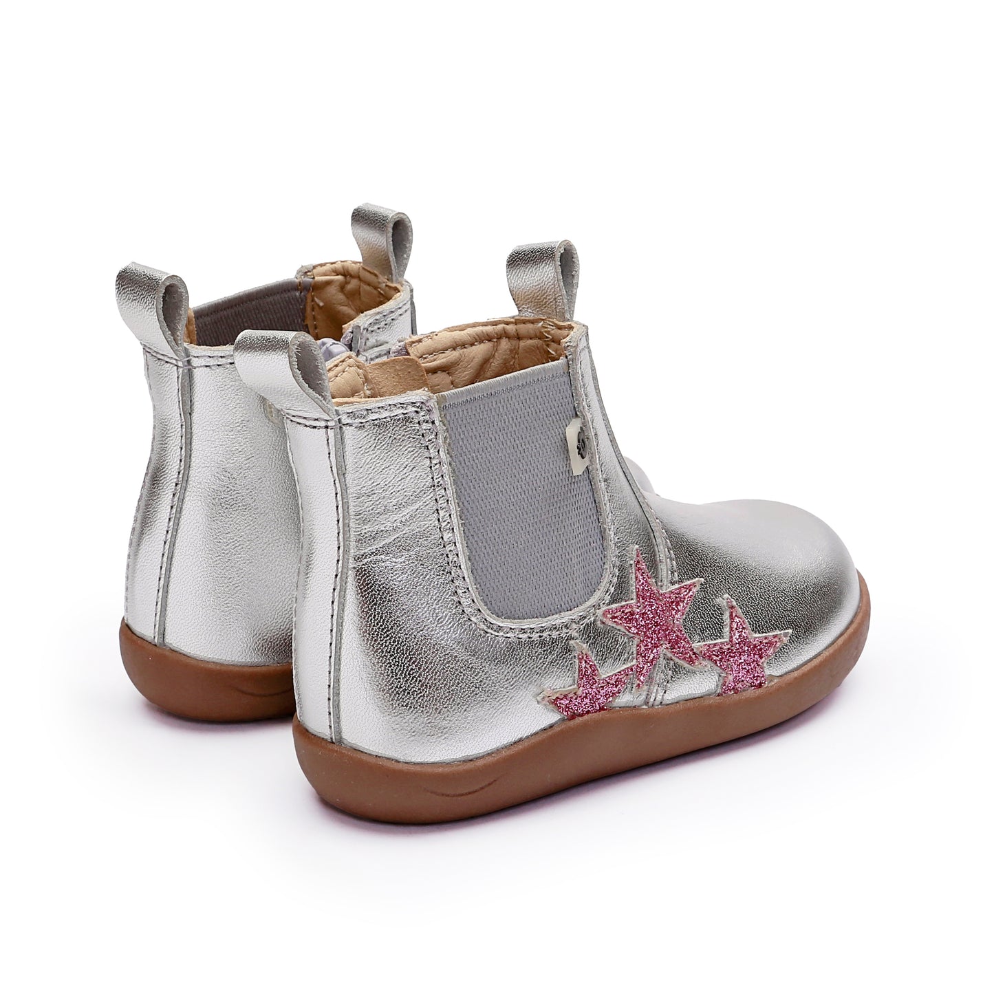 Old Soles 8125 Podium Boot kids leather boot in Silver and Glam Pink