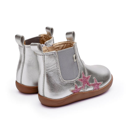 Old Soles 8125 Podium Boot kids leather boot in Silver and Glam Pink
