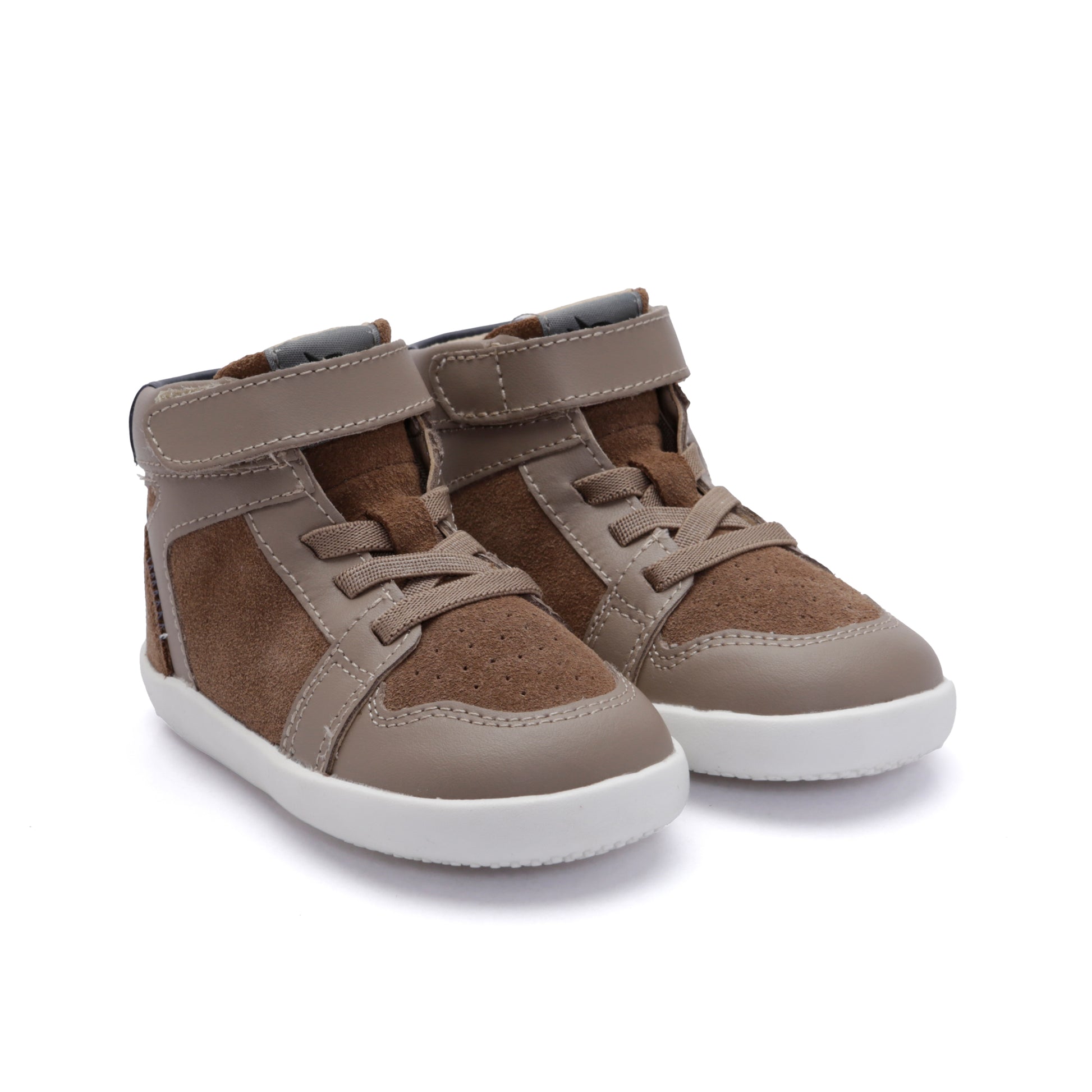Old Soles 8127 Jump Ground kids leather sneaker in Taupe Taupe Suede and Navy