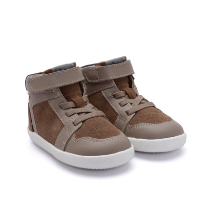 Old Soles 8127 Jump Ground kids leather sneaker in Taupe Taupe Suede and Navy