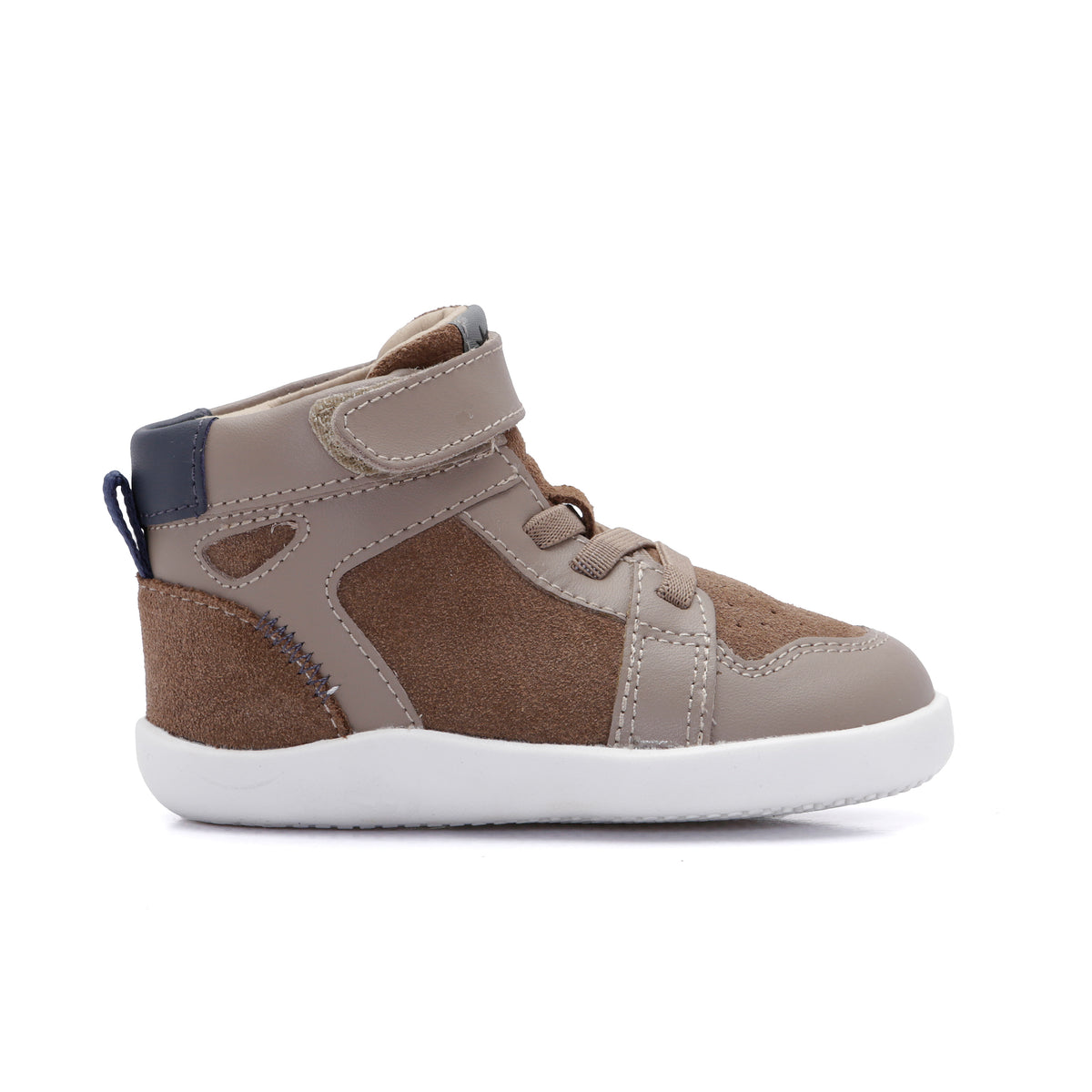 Old Soles 8127 Jump Ground kids leather sneaker in Taupe Taupe Suede and Navy