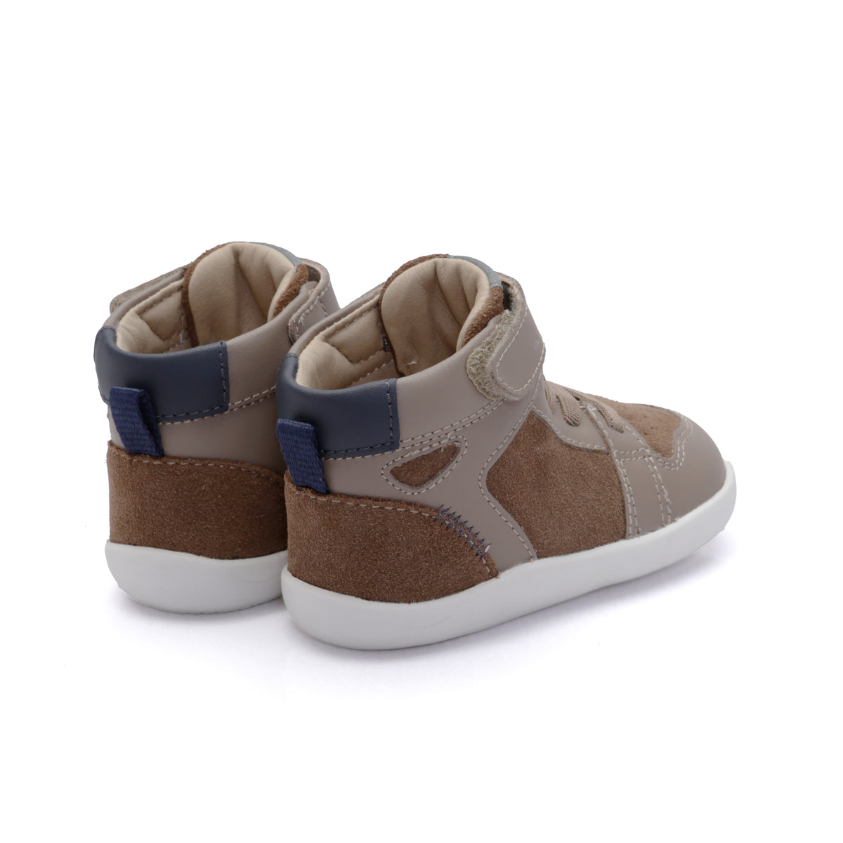Old Soles 8127 Jump Ground kids leather sneaker in Taupe Taupe Suede and Navy