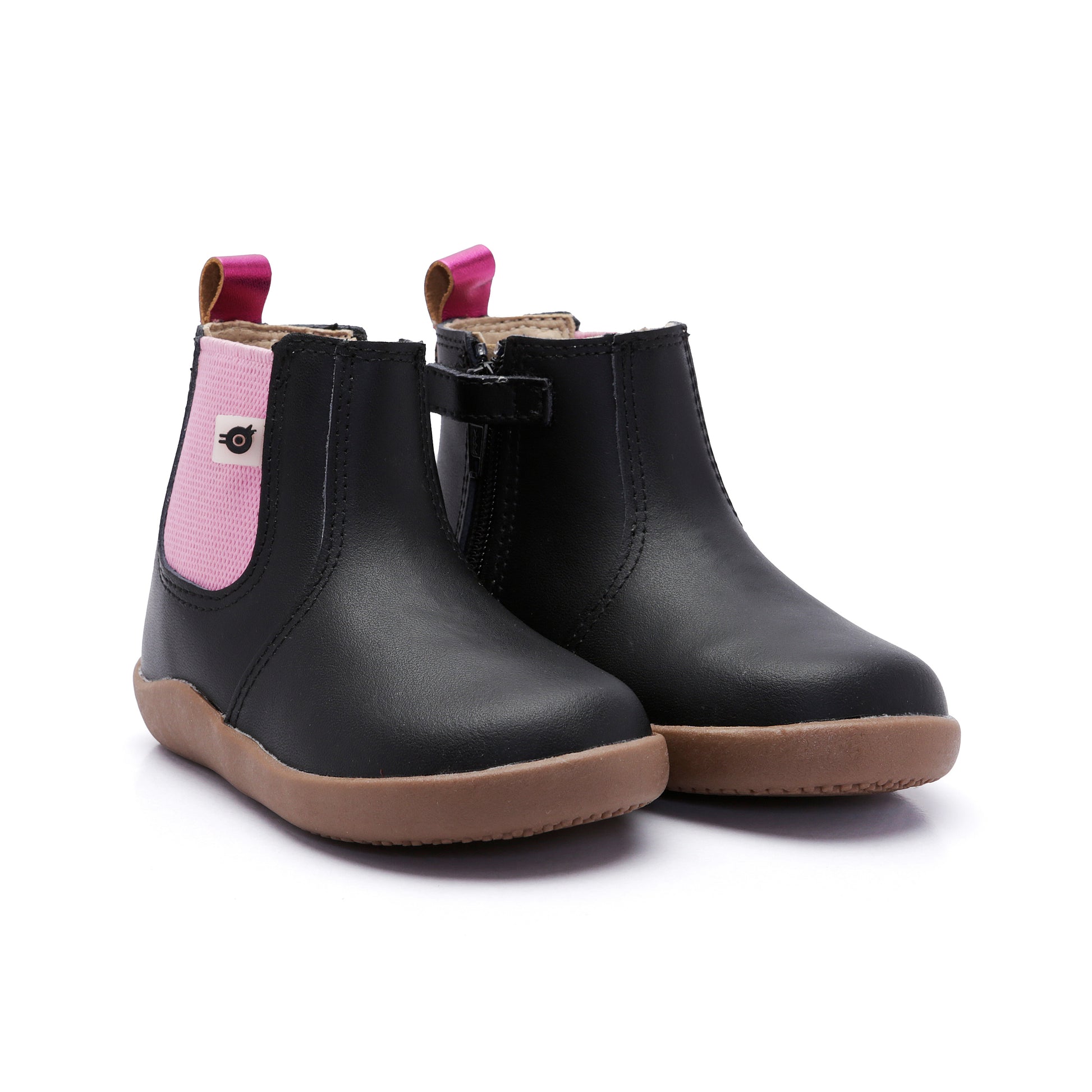 Old Soles 8128 Boost Boot kids leather boot in Black and Fuchsia Foil