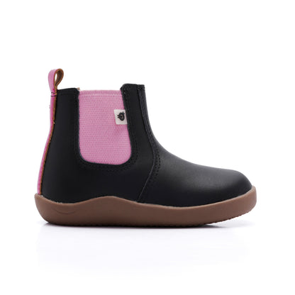 Old Soles 8128 Boost Boot kids leather boot in Black and Fuchsia Foil