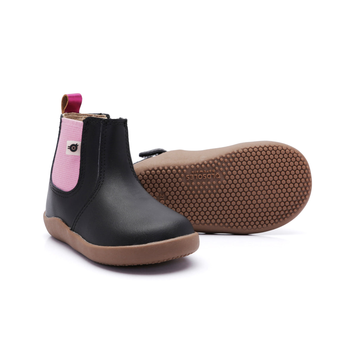 Old Soles 8128 Boost Boot kids leather boot in Black and Fuchsia Foil