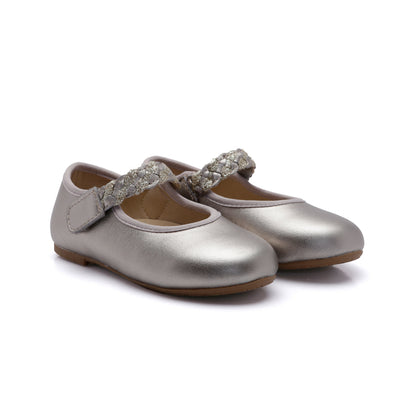 Old Soles 817 Lady Plat kids leather shoe in Millet Gold and Glam Gold with classic detail