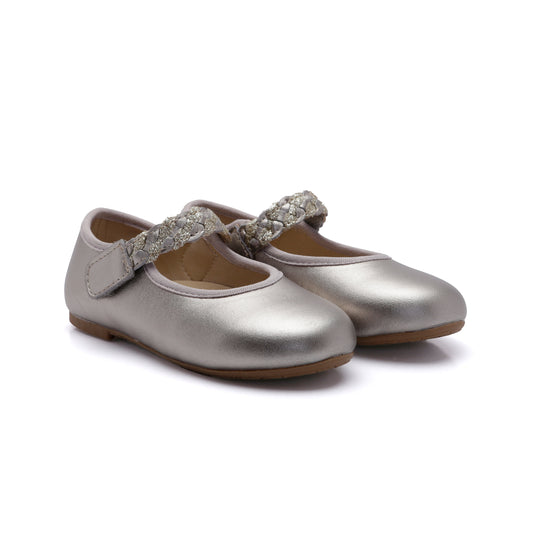 Old Soles 817 Lady Plat kids leather shoe in Millet Gold and Glam Gold with classic detail