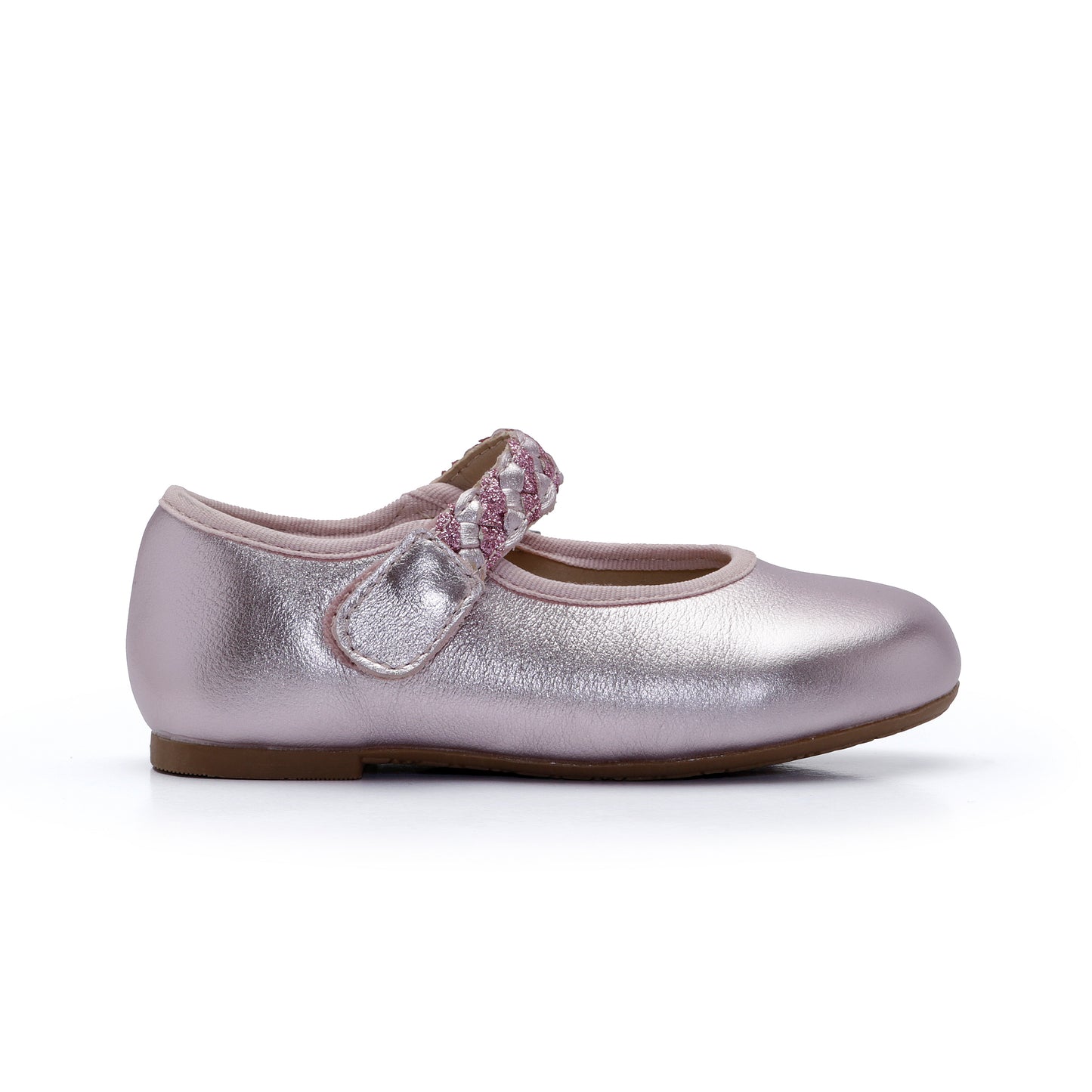 Old Soles 817 Lady Plat kids leather shoe in Millet Pink and Glam Pink with classic detail