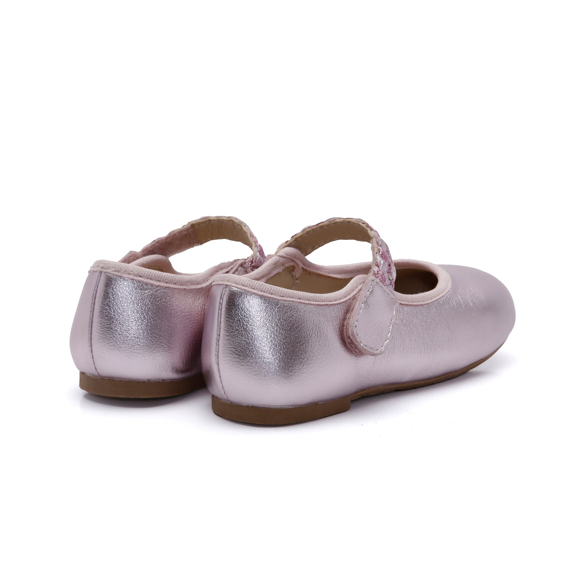 Old Soles 817 Lady Plat kids leather shoe in Millet Pink and Glam Pink with classic detail